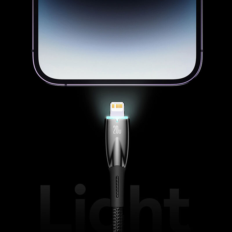کابل لایتنینگ فست شارژ 2.4 آمپر باسئوس Glimmer Series CADH000301 طول 2 متر