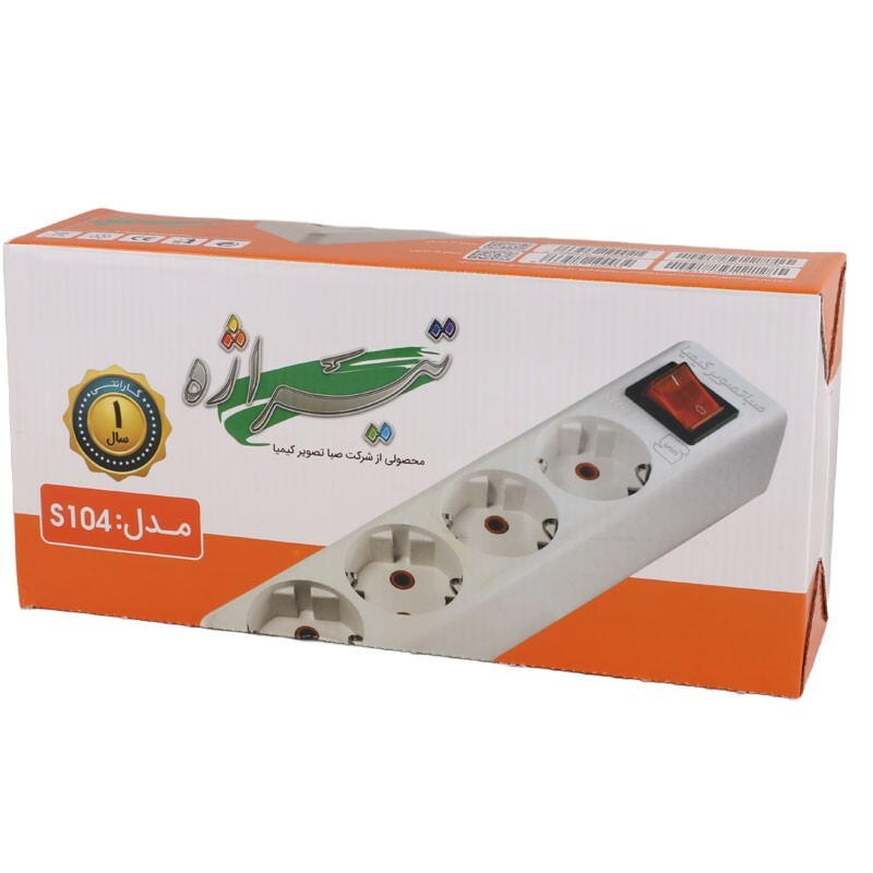 چند راهی 4 خانه ارت دار تیراژه S104 با کابل 3 متری