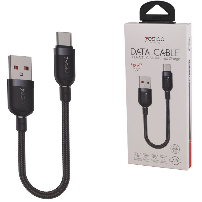 کابل کوتاه تایپ سی فست شارژ 18 وات یسیدو CA131C طول 30 سانتی متر