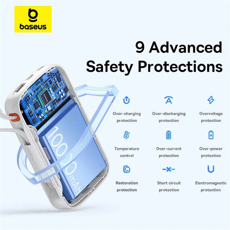 پاور بانک فست شارژ باسئوس Qpow Pro+ P10067100112 22.5W ظرفیت 10000 میلی آمپر ساعت