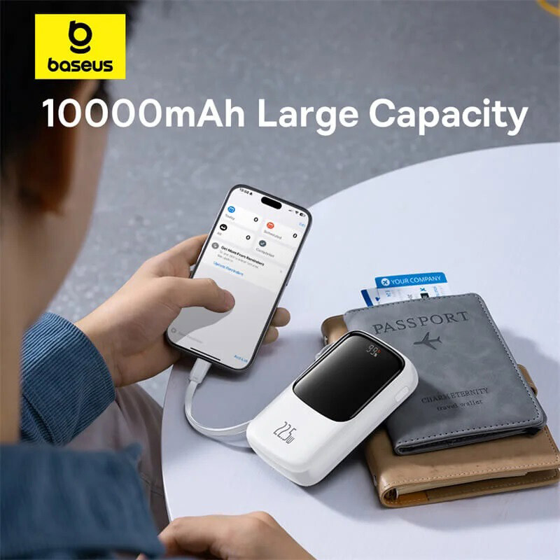 پاور بانک فست شارژ باسئوس Qpow Pro+ P10067100112 22.5W ظرفیت 10000 میلی آمپر ساعت
