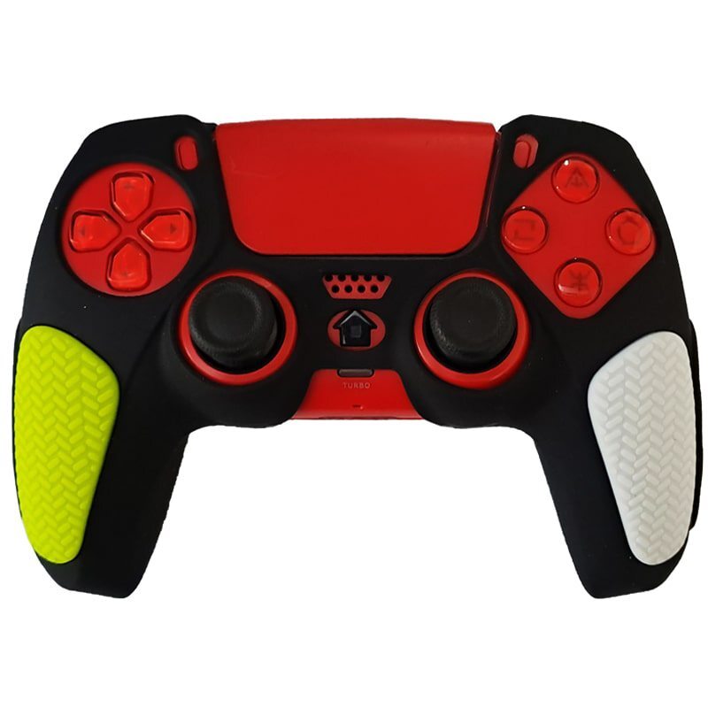 روکش دسته بازی PS5 استوپ دار زمینه مشکی سفید زرد