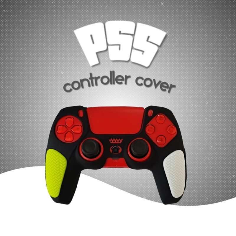 روکش دسته بازی PS5 استوپ دار زمینه مشکی سفید زرد