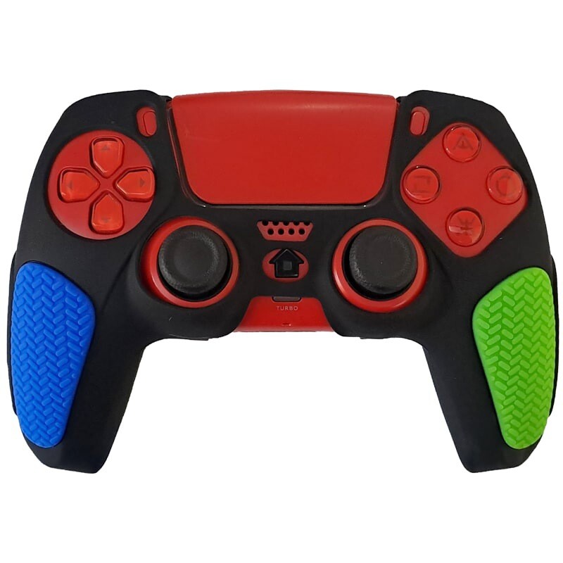 روکش دسته بازی PS5 استوپ دار زمینه مشکی سبز آبی