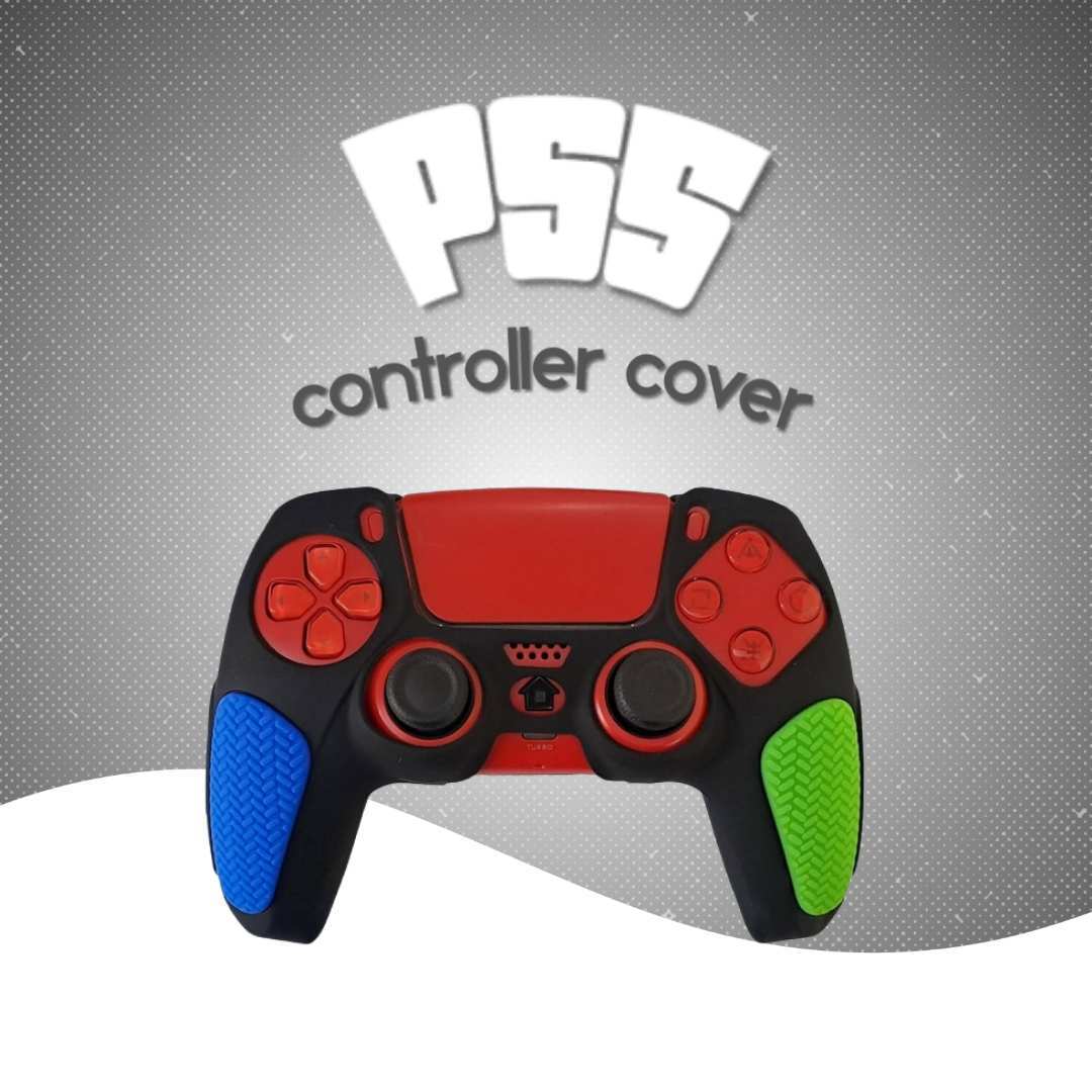 روکش دسته بازی PS5 استوپ دار زمینه مشکی سبز آبی
