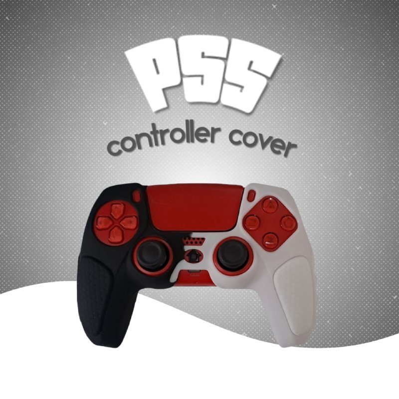 روکش دسته بازی PS5 استوپ دار زمینه مشکی سفید کد 2