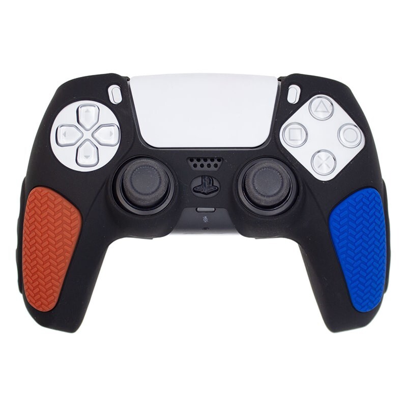 روکش دسته بازی PS5 استوپ دار زمینه مشکی آبی قرمز