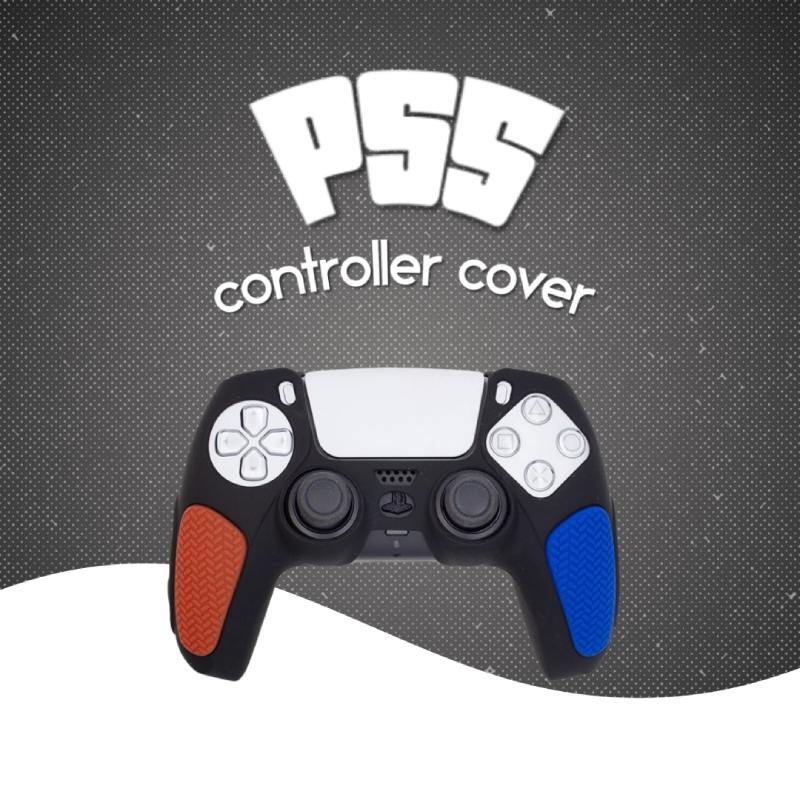روکش دسته بازی PS5 استوپ دار زمینه مشکی آبی قرمز