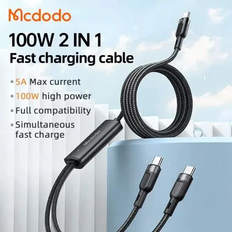 کابل دو سر فست شارژ 100 وات مک دودو CA-674 طول 1.5 متر