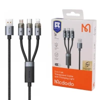 کابل سه سر فست شارژ 6 آمپر مک دودو CA-715 طول 1.2 متر