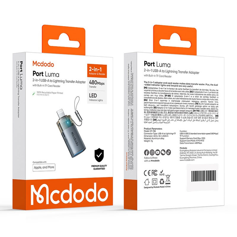 تبدیل USB OTG / TF به لایتنینگ مک دودو OT-785