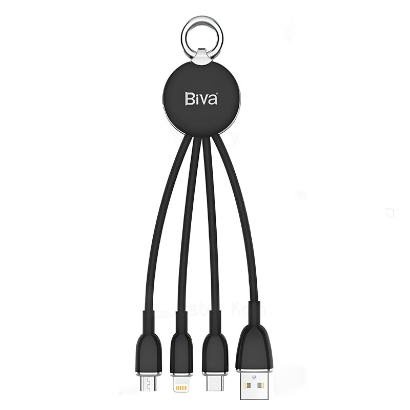 کابل کوتاه سه سر فست شارژ 2.4 آمپر بیوا C-42 طول 15 سانتی متر