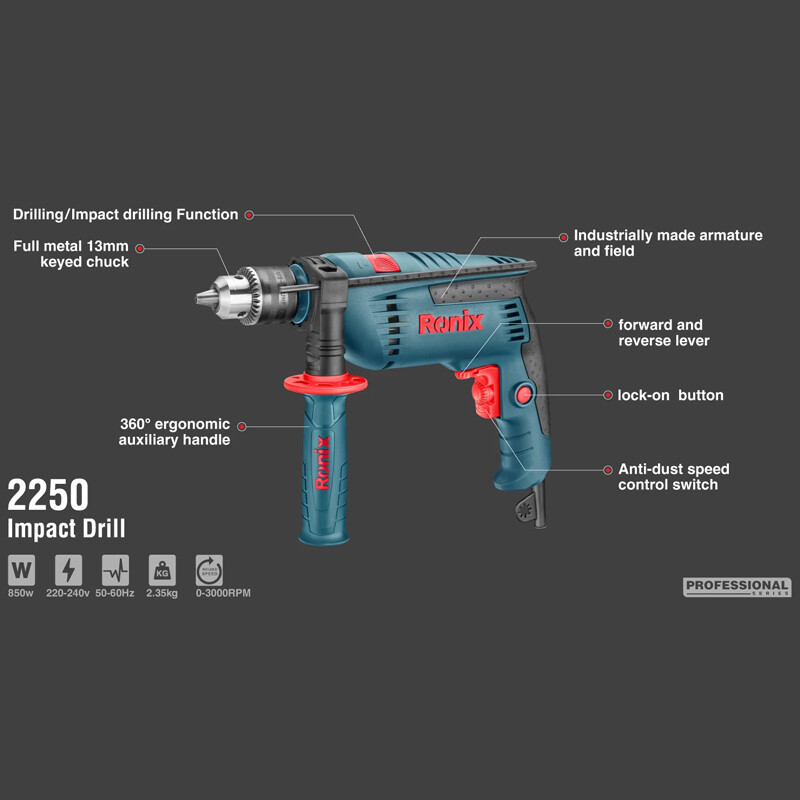 دریل برقی چکشی Ronix 2250
