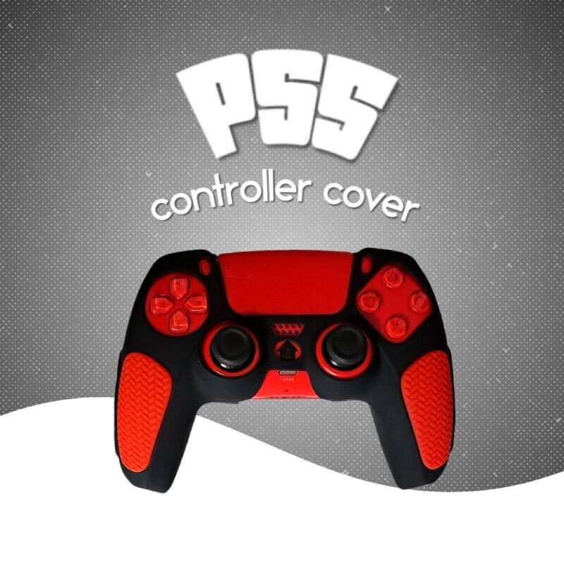 روکش دسته بازی PS5 استوپ دار زمینه مشکی قرمز
