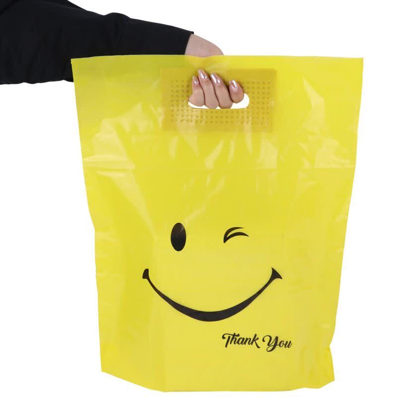 نایلون دسته دار دسته تقویتی طرح لبخند سایز 45*35 سانتی متر بسته 1 کیلویی