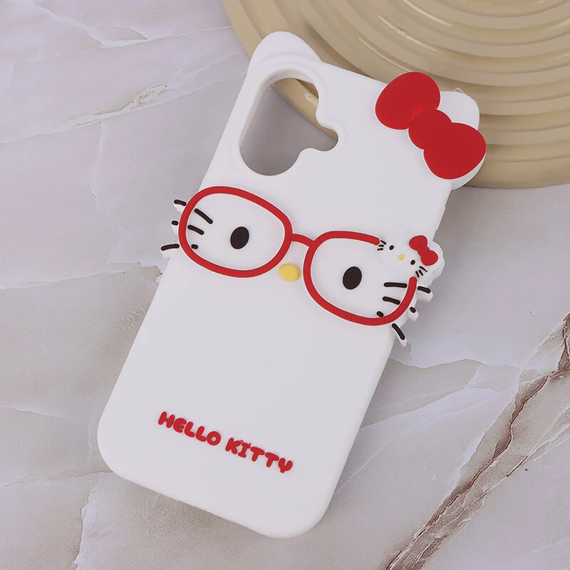 قاب سیلیکونی طرح Hello Kitty عینک دار