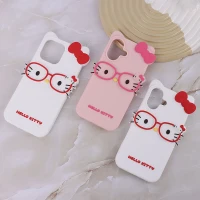 قاب سیلیکونی طرح Hello Kitty عینک دار