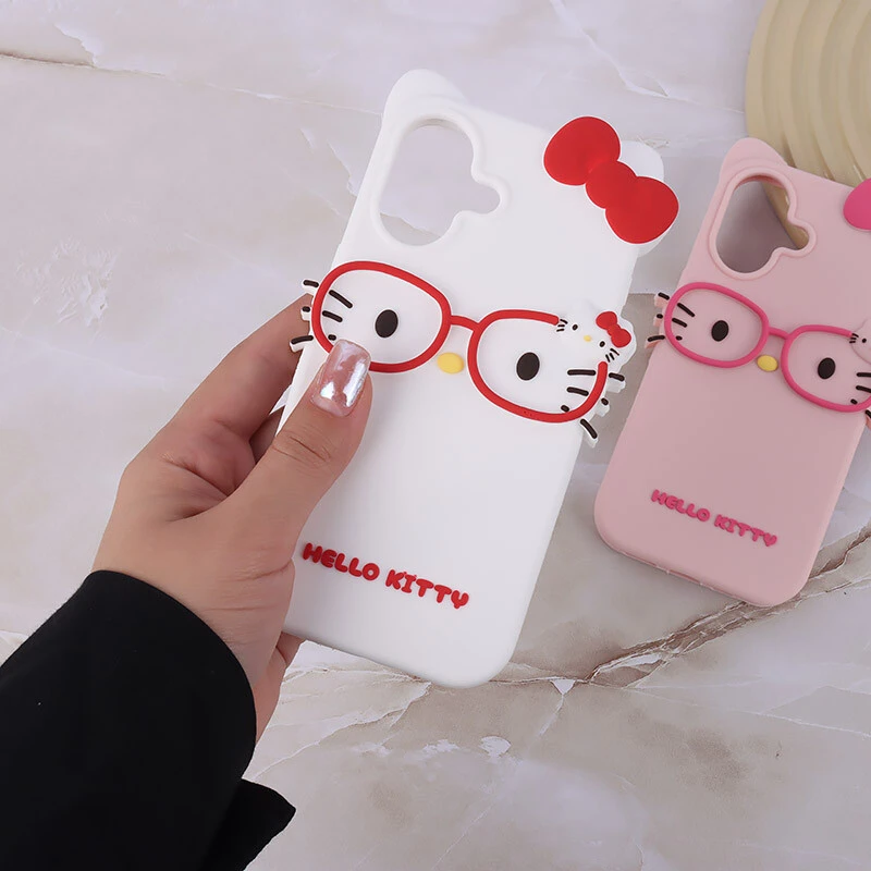 قاب سیلیکونی طرح Hello Kitty عینک دار