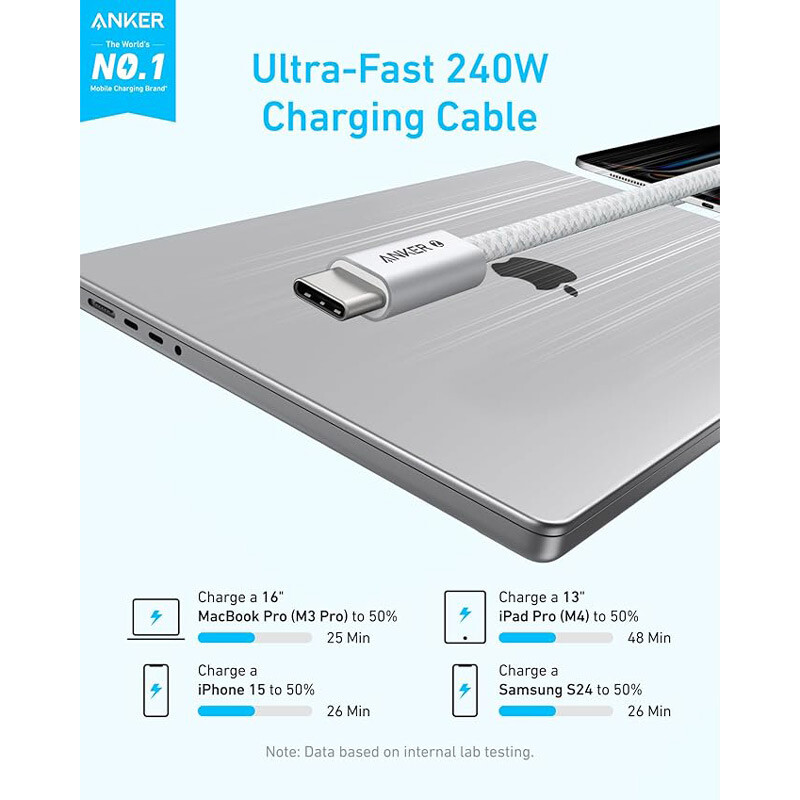 کابل دو سر تایپ سی فست شارژ 240 وات انکر A8060 طول 1 متر