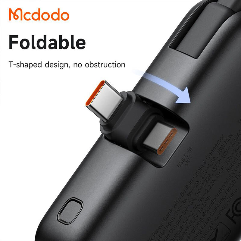 پاور بانک فست شارژ مک دودو MC-776 PD 20W ظرفیت 5000 میلی آمپر ساعت