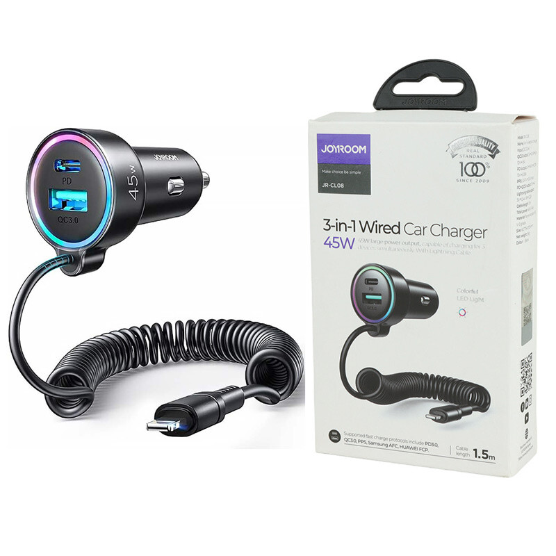 شارژر فندکی فست شارژ Joyroom JR-CL08 4A QC3.0 PD 45W