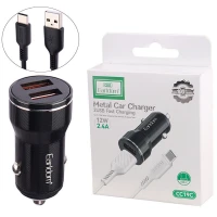 شارژر فندکی فست شارژ Earldom ES-CC19C 2.4A 12W + کابل تایپ سی
