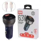 شارژر فندکی 63 وات ارلدام ES-CC10 + کابل تبدیل تایپ سی