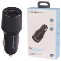 شارژر فندکی فست شارژ Powerology PCCSR005 QC3.0 PD 3A 35W