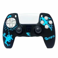 روکش دسته بازی PS5 طرح FIFA زمینه مشکی آبی فیروزه ای