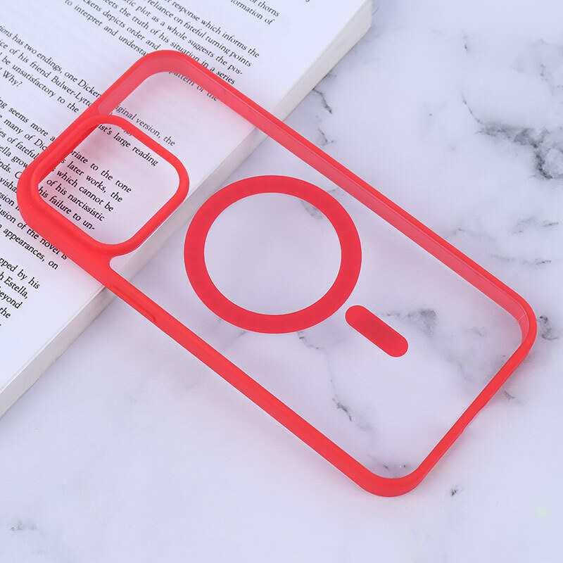 قاب PC شفاف دور رنگی مگ سیف iPhone 15 Pro Max