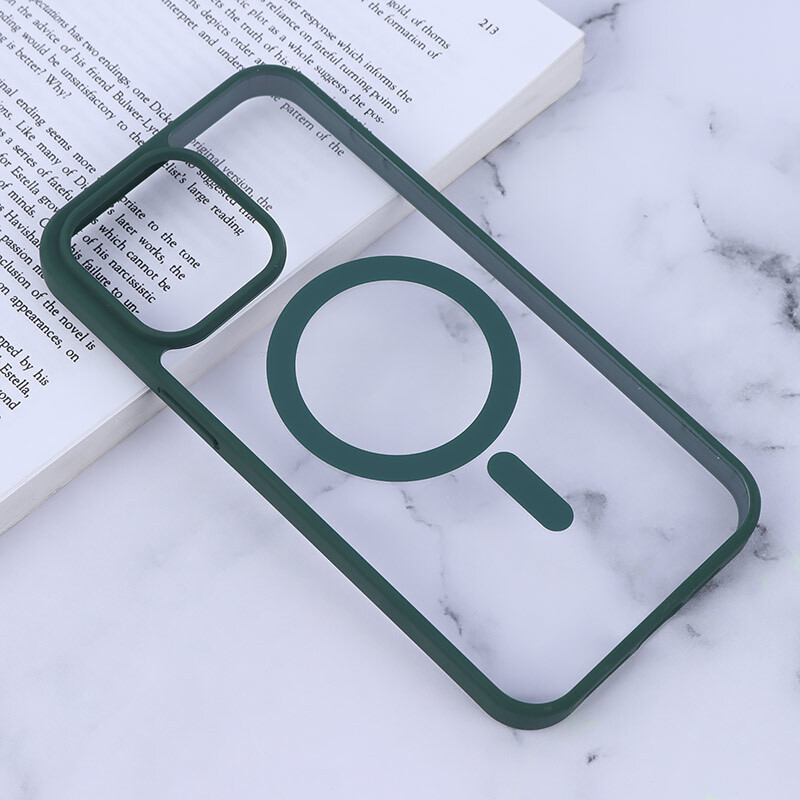 قاب PC شفاف دور رنگی مگ سیف iPhone 15 Pro Max