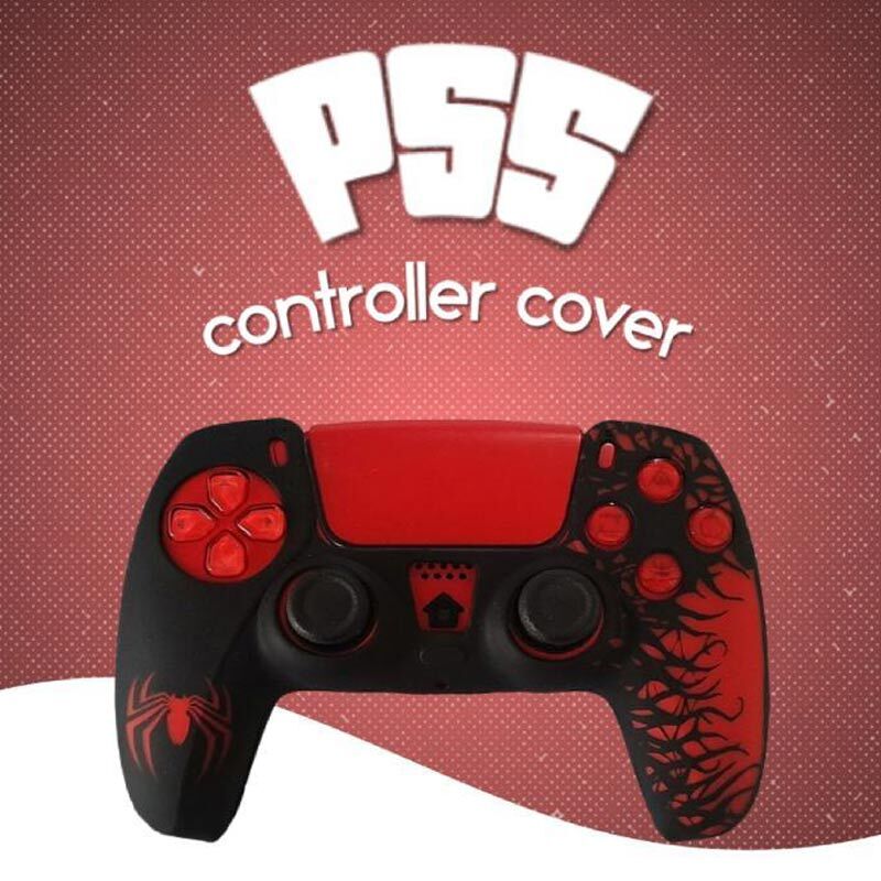 روکش دسته بازی PS5 طرح Spider Man زمینه مشکی قرمز کد 2