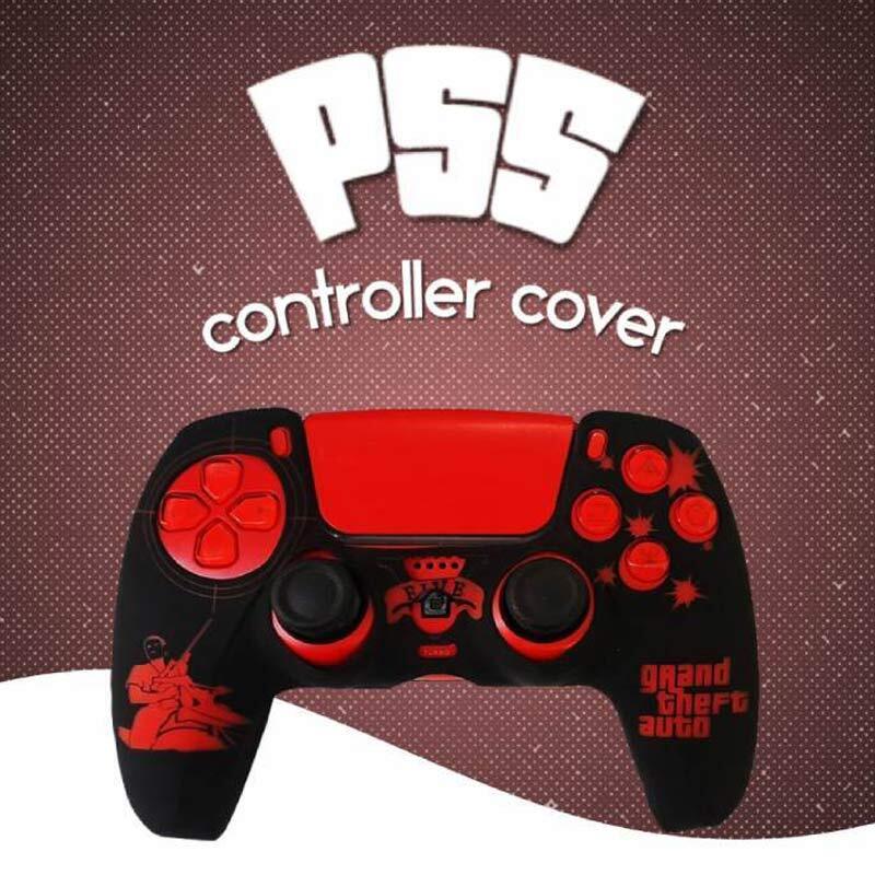 روکش دسته بازی PS5 طرح GTA زمینه مشکی قرمز