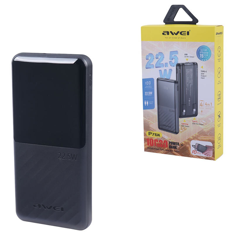 پاور بانک فست شارژ اوی P76K PD QC3.0 22.5W ظرفیت 10000 میلی آمپر ساعت