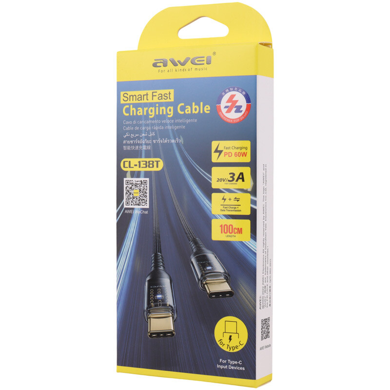 کابل دو سر تایپ سی فست شارژ 60 وات اوی CL-138T طول 1 متر