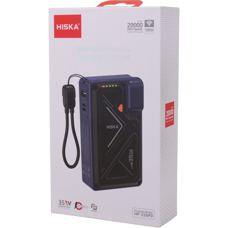 پاور بانک بی سیم فست شارژ هیسکا HP-226PD QC3.0 PD 35W ظرفیت 20000 میلی آمپر ساعت
