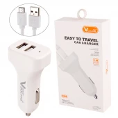 شارژر فندکی فست شارژ Viaking C006 2.4A 12W + کابل میکرو یو اس بی