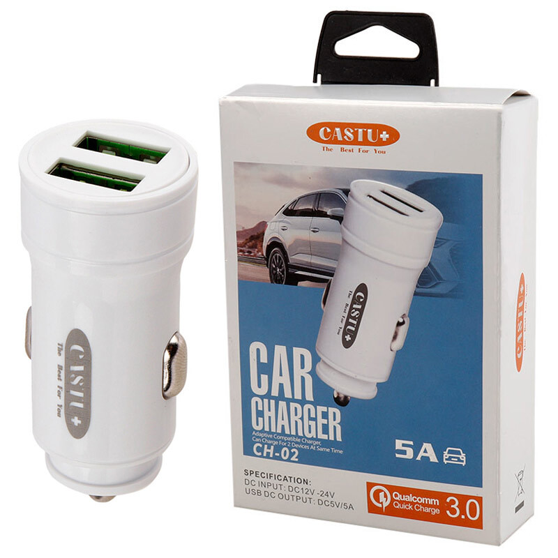 شارژر فندکی فست شارژ Castu Plus CH-02 2.4A QC3.0 12W