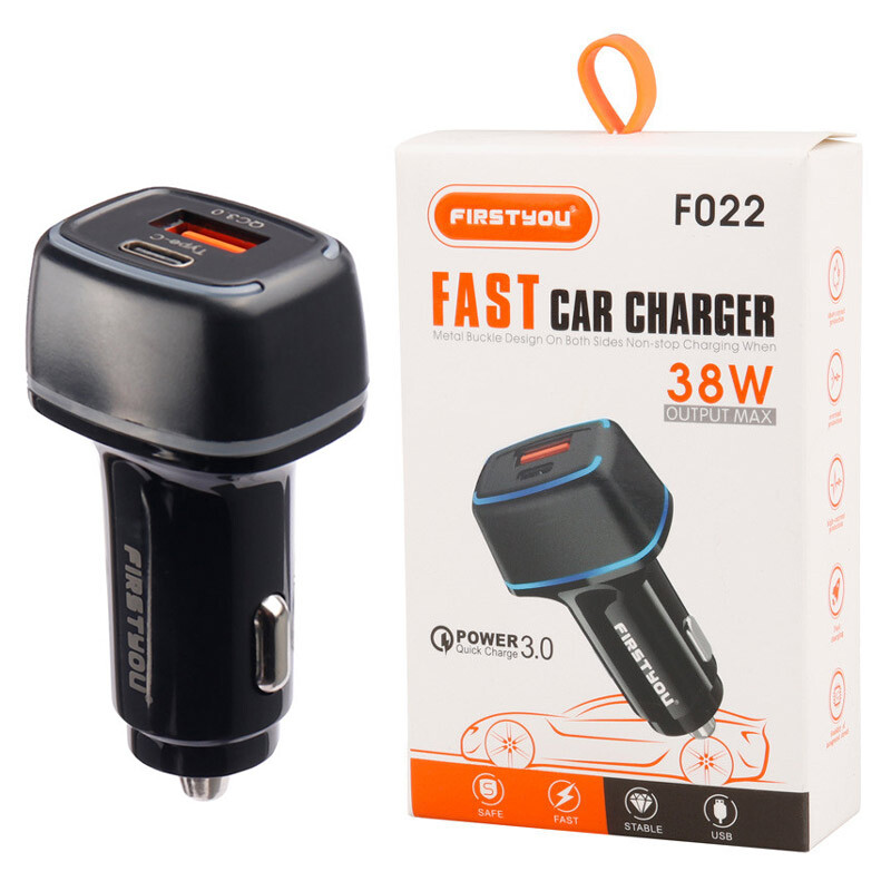 شارژر فندکی فست شارژ Firstyou F022 QC3.0 PD 3A 20W