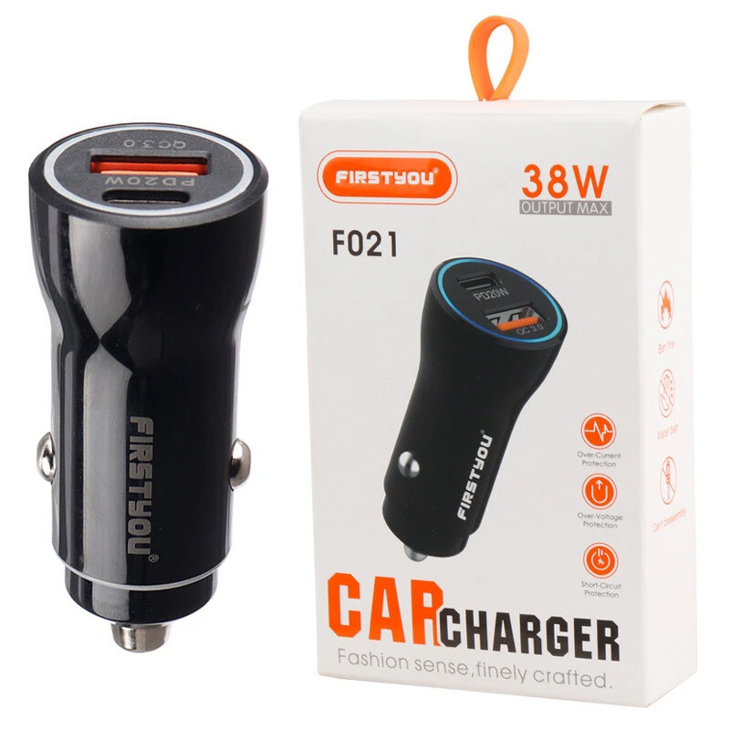شارژر فندکی فست شارژ Firstyou F021 QC3.0 PD 3A 20W