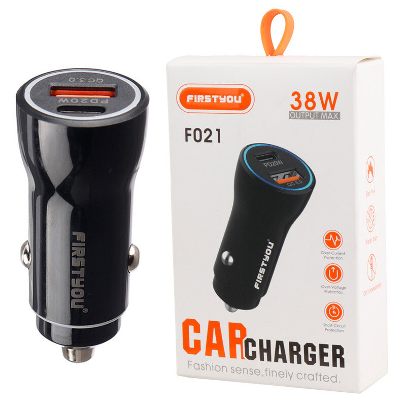 شارژر فندکی فست شارژ Firstyou F021 QC3.0 PD 3A 20W