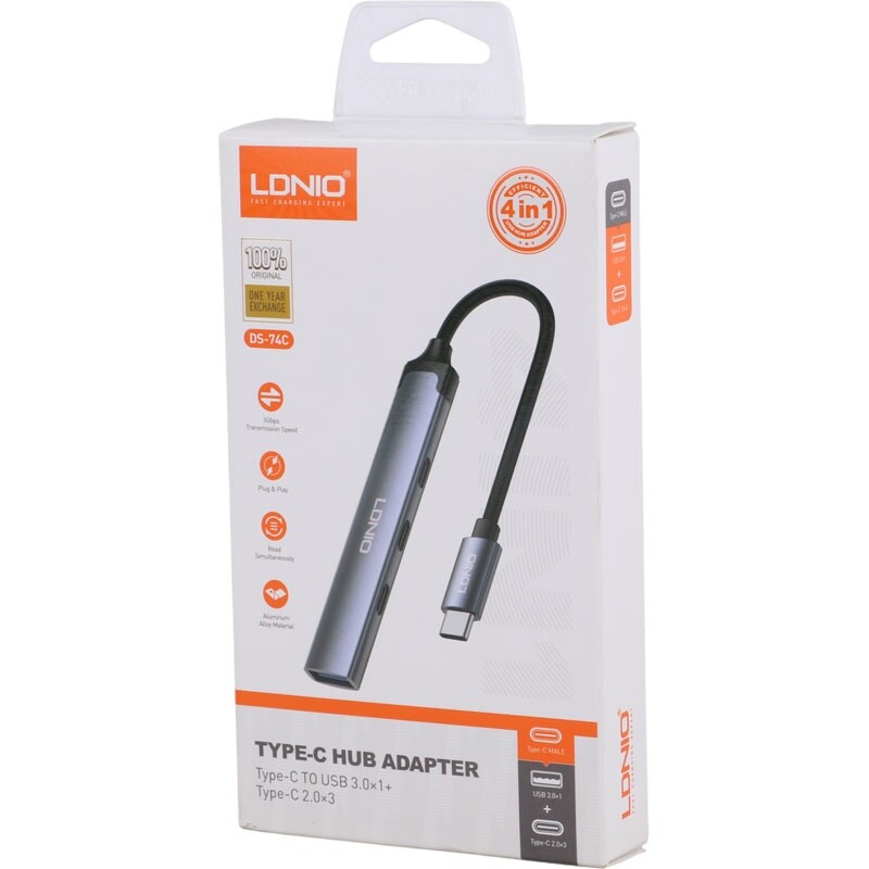 هاب 4 پورت Type-C الدینیو DS-74C