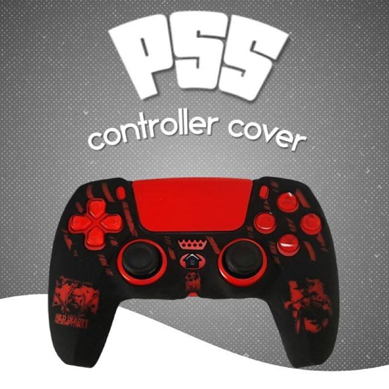 روکش دسته بازی PS5 طرح Red Dead Redemption 2 زمینه مشکی قرمز