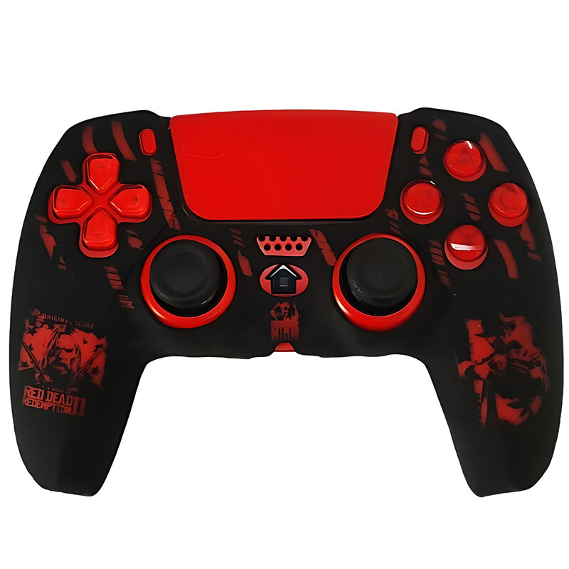 روکش دسته بازی PS5 طرح Red Dead Redemption 2 زمینه مشکی قرمز