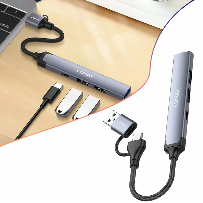 هاب 4 پورت Type-C /USB 3.0 الدینیو DS-64C