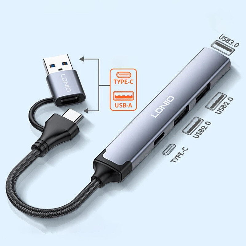 هاب 4 پورت Type-C /USB 3.0 الدینیو DS-64C