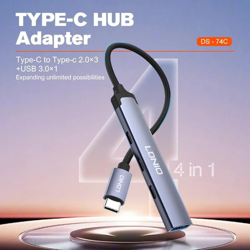 هاب 4 پورت Type-C الدینیو DS-74C