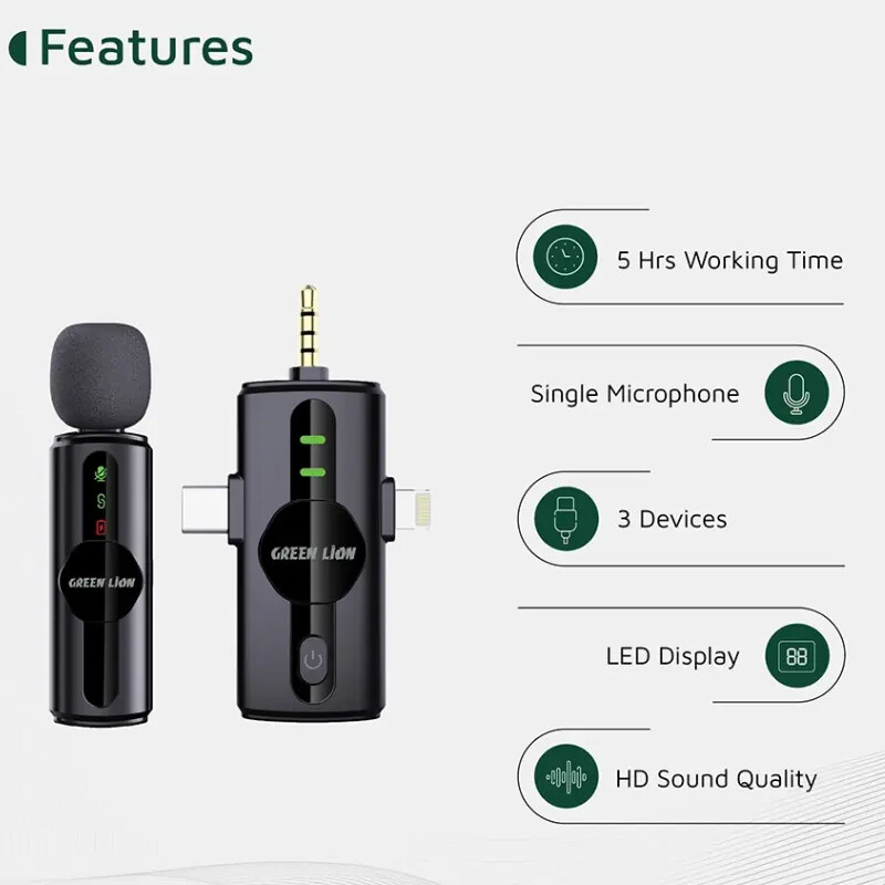 میکروفون یقه ای بی سیم Green Lion GM-79X