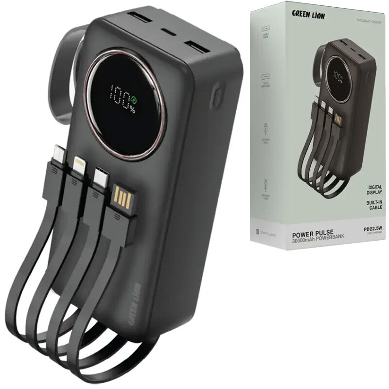 پاور بانک فست شارژ گرین لاین Power Pulse GL-PX13 PD QC3.0 22.5W ظرفیت 30000 میلی آمپر ساعت