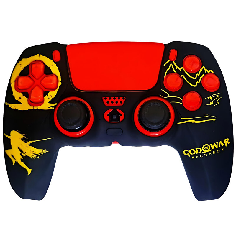 روکش دسته بازی Deadskull PS5 طرح God Of War Ragnarok زمینه مشکی زرد